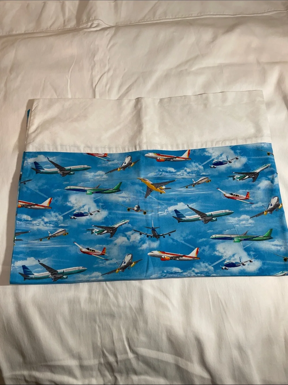 Kids Blue Airplane Print Pillowcase - Unbranded